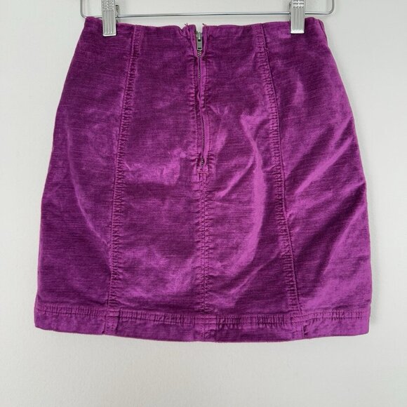 Free People Velvet Mini Skirt Size 0 Fuchsia Purple Festival Glam Boho Party‎ - Picture 3 of 5
